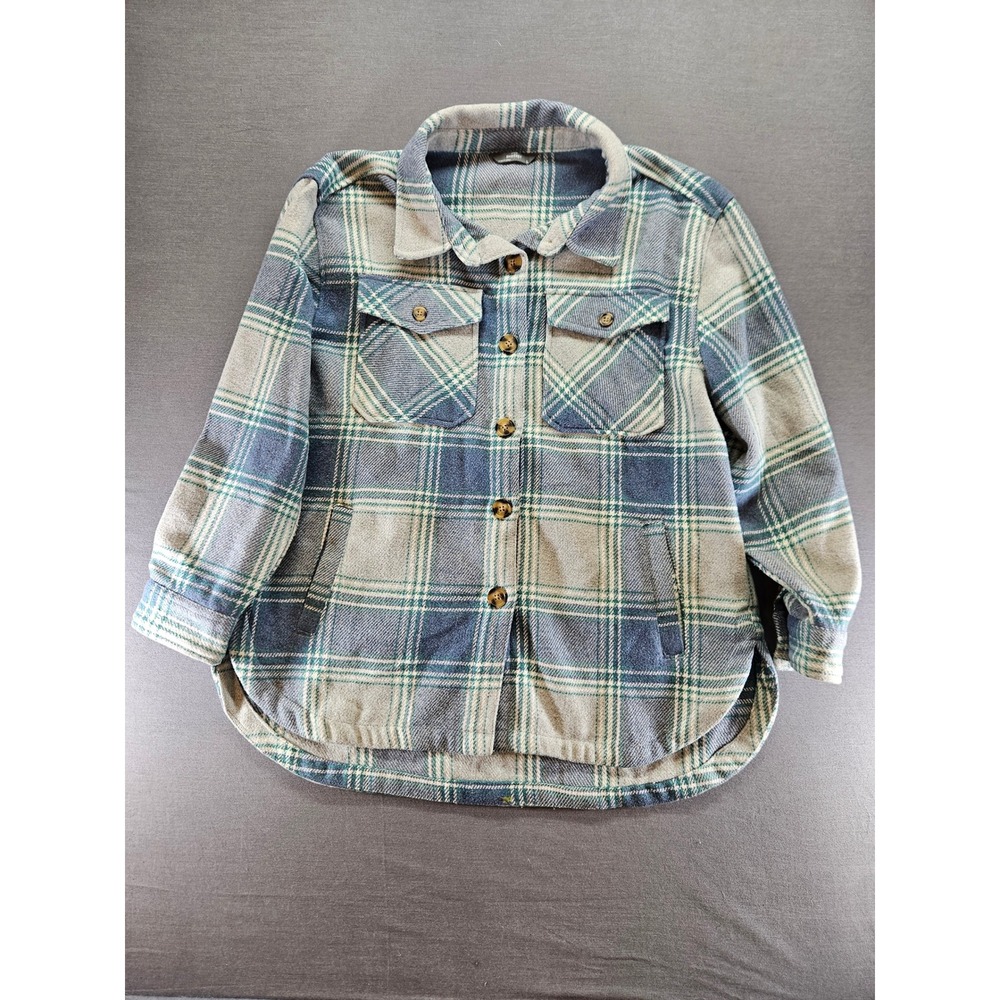 Member's Mark Everglade Plaid Shacket Wool Blend Button Front Shirt Jacket L